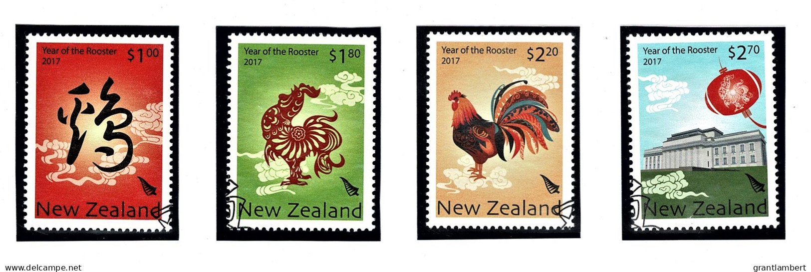 New Zealand 2017 Year Of The Rooster Set Of 4 Used - Oblitérés