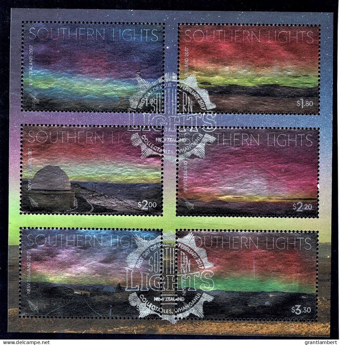 New Zealand 2017 Southern Lights Set As Block Of 6 Used - Usados