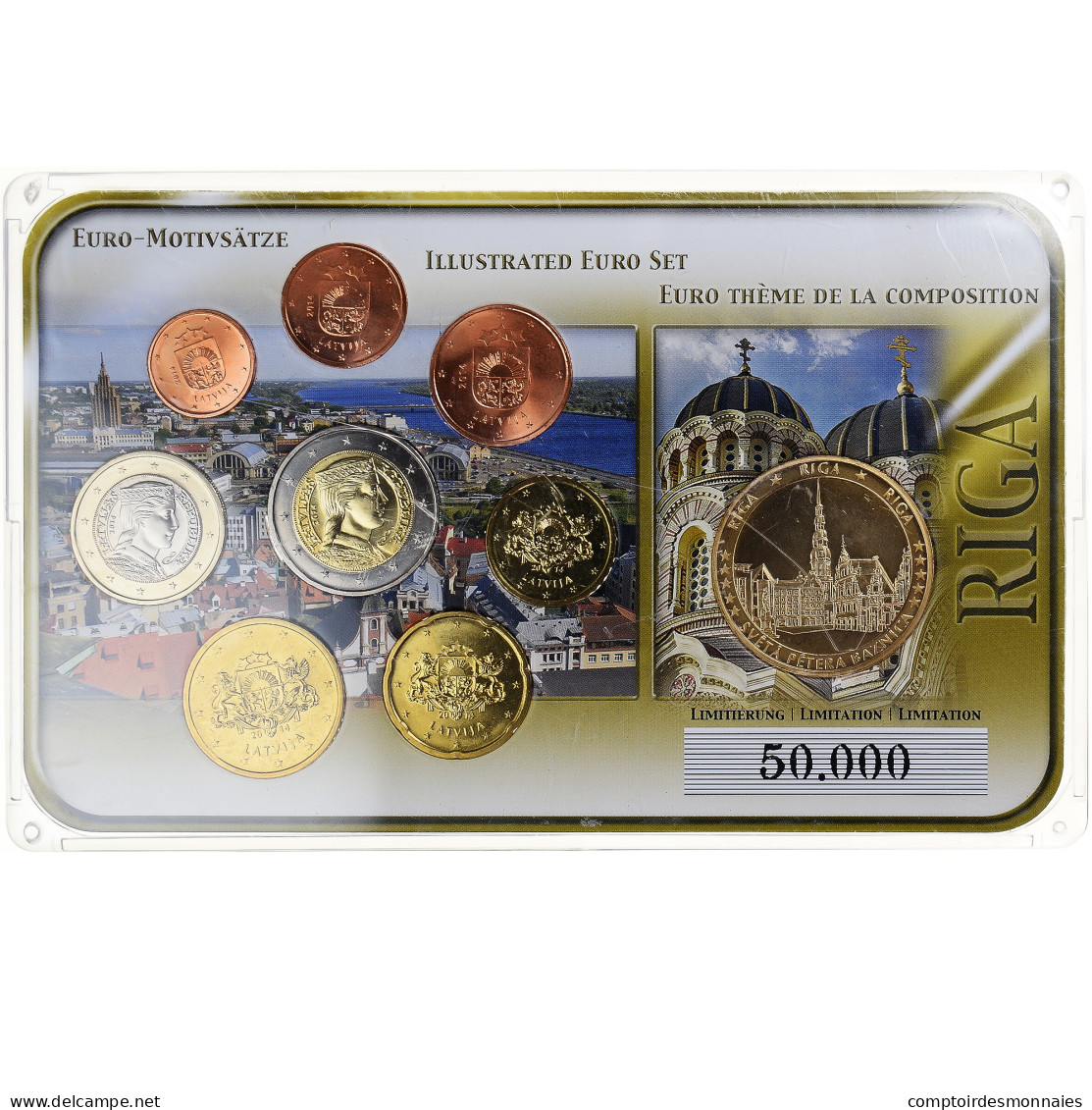 Lettonie, 1 Cent To 2 Euro, Euro Set, 2014, Riga, Special Unc., FDC - Letland