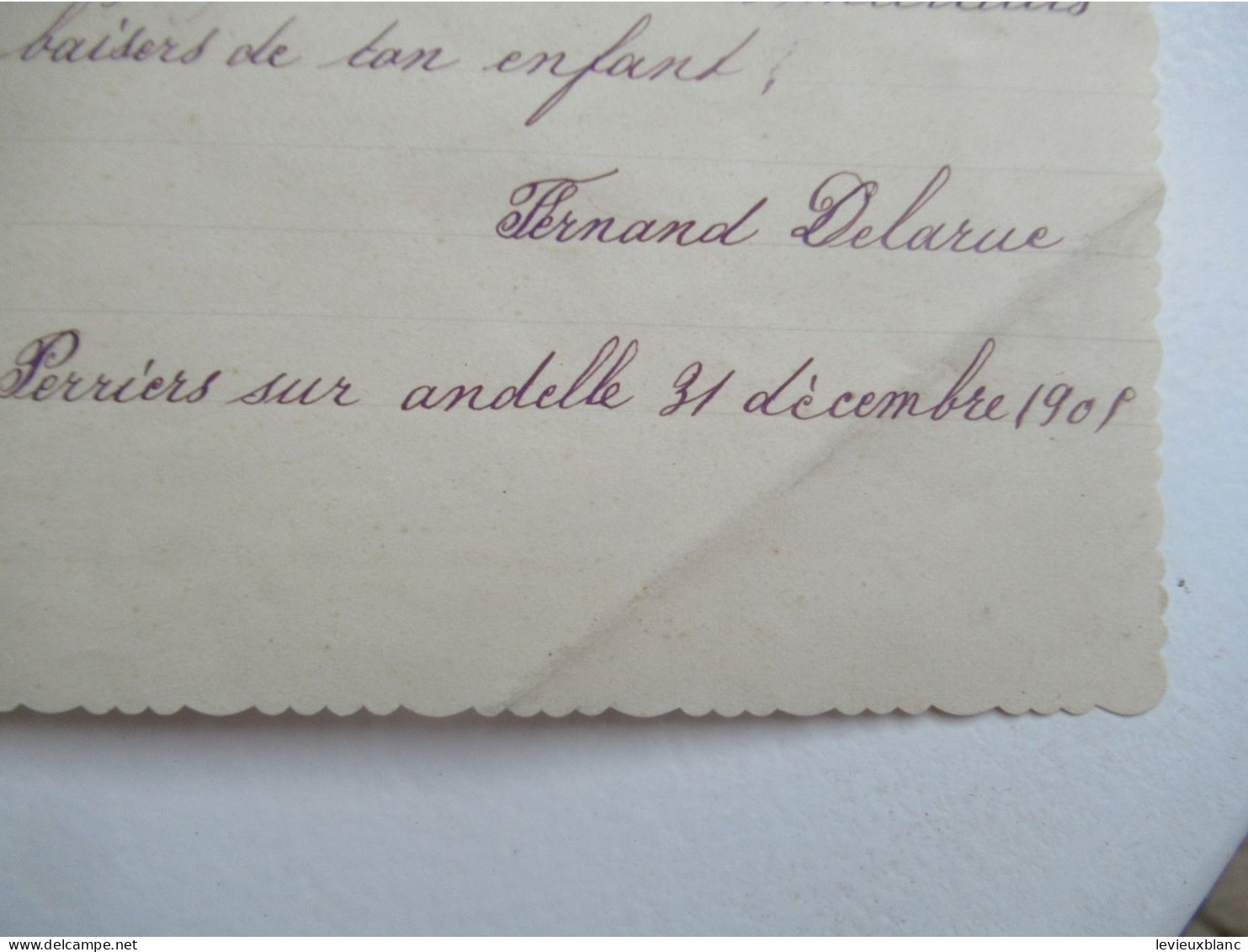 Lettre De Nouvel An Avec Chromo/" Chère Mère" / Fernand Delarue /Perriers Sur Andelle/ Eure/1905                 CVE190 - Nieuwjaar