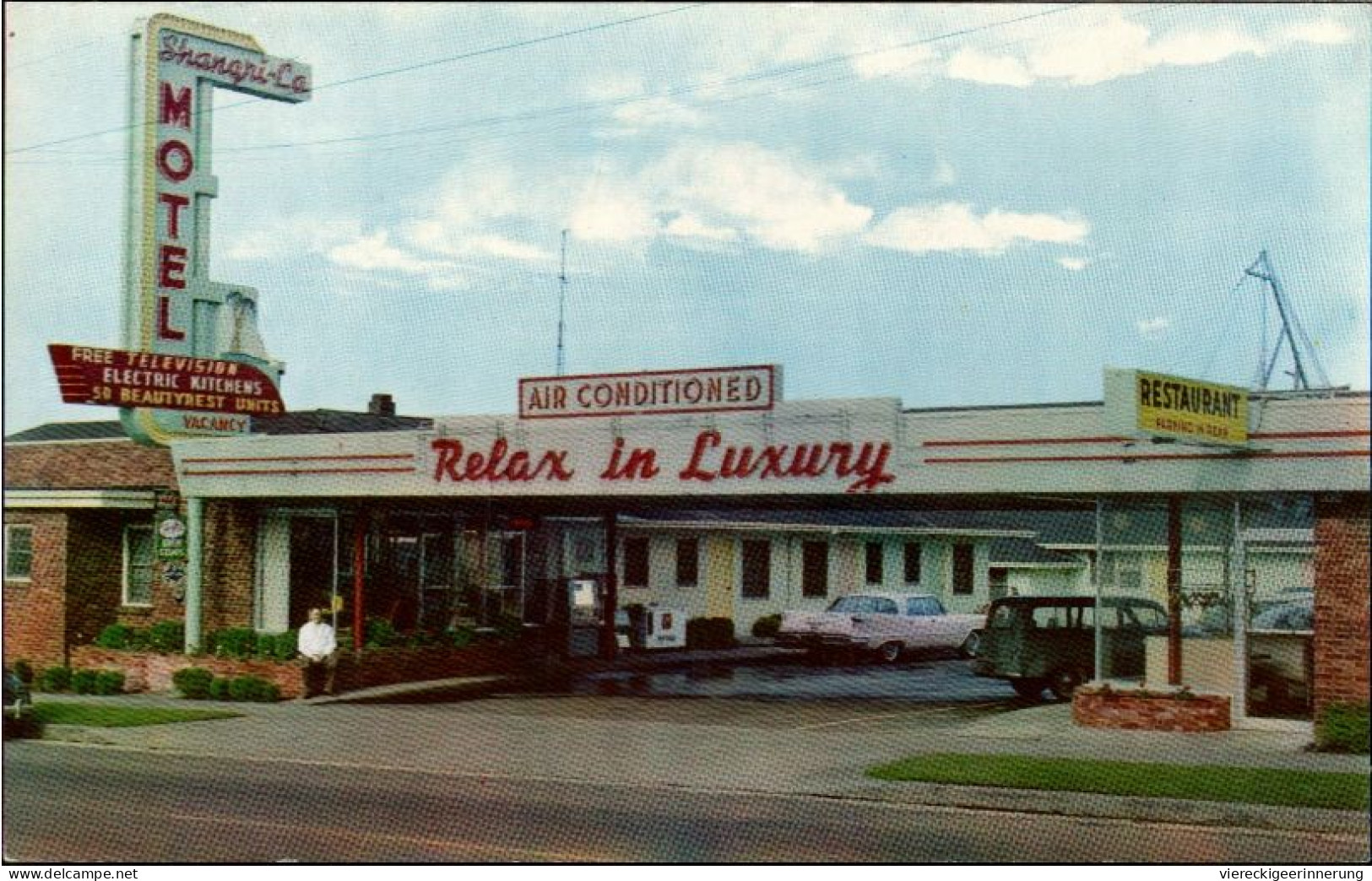 ! Old Postcard Shangri-La Motel Portland, Oregon, USA, Cars - Portland