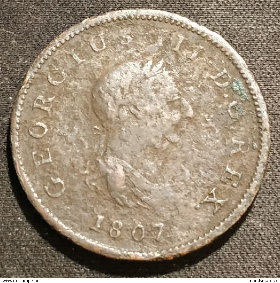 GRANDE BRETAGNE - ½ - 1/2 - HALF PENNY 1807 - George III - 2e Effigie - Date Sur L'avers - GEORGIUS - KM 662 - B. 1/2 Penny