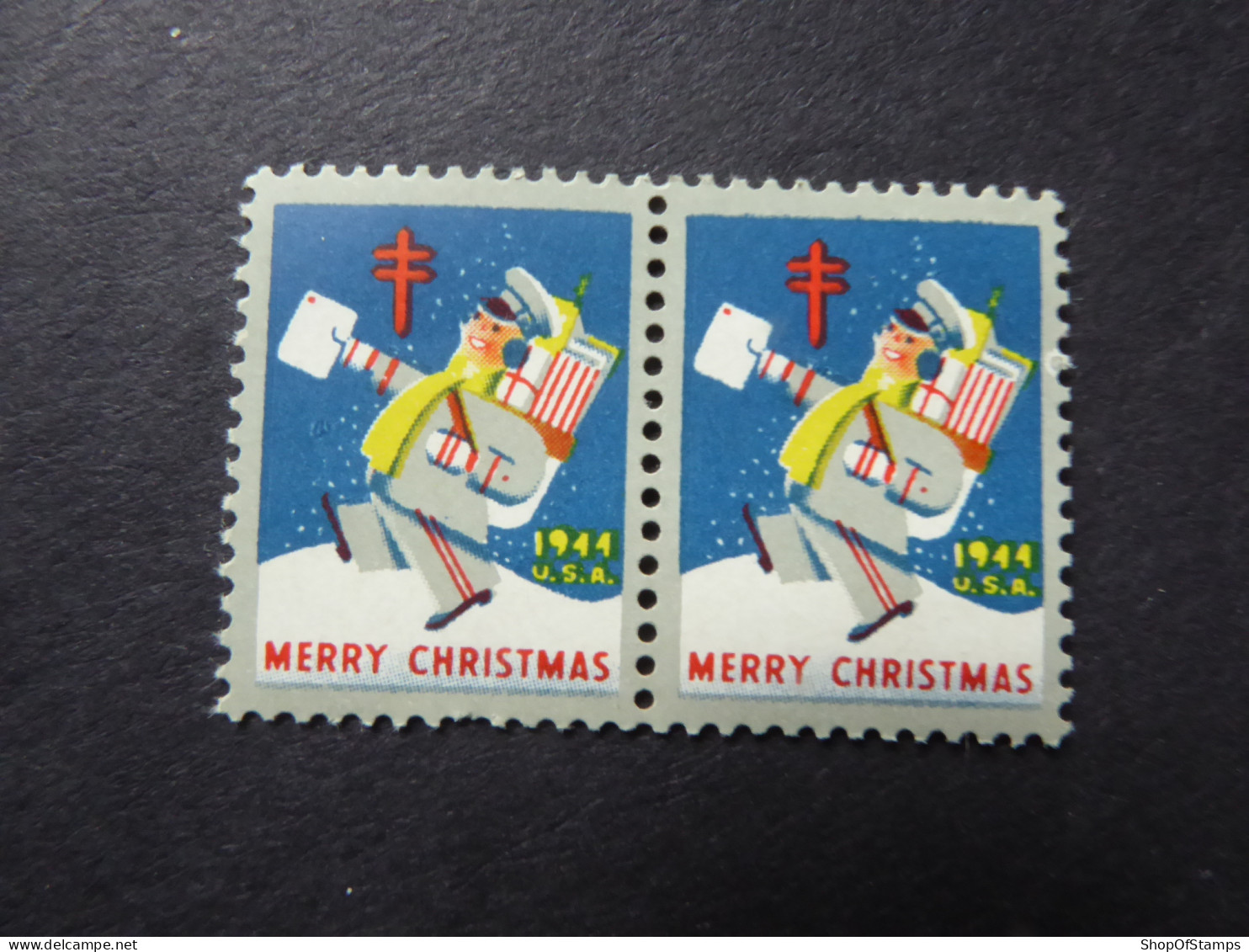 USA HEALTH CINDRELLA 1944  On TB PAIR Mint - Vignettes De Fantaisie