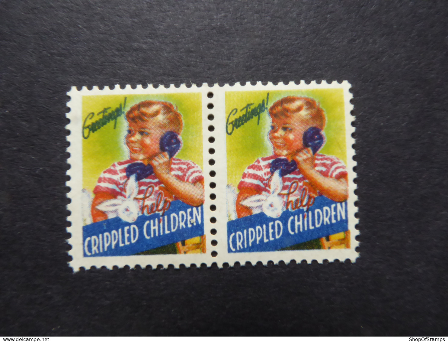 USA HEALTH CINDRELLA HELP CRIPPLED CHILDREN  PAIR  Mint - Vignettes De Fantaisie