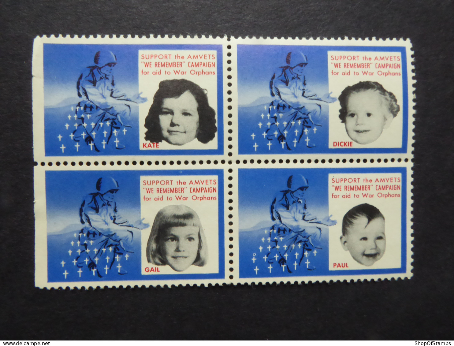 USA HEALTH CINDRELLA AMWETS  WAR ORPHANS BL4 Mint - Fantasie Vignetten