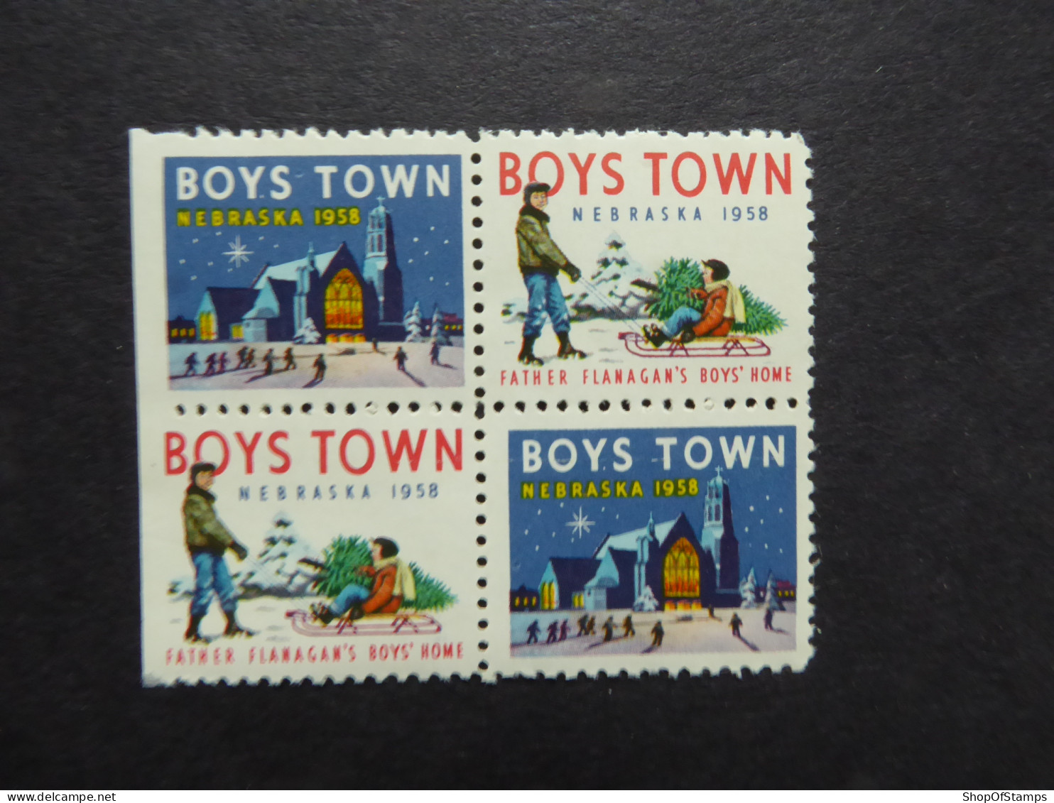 USA CHARITY CINDRELLA 1958  BOYS TOWN NEBRASKA BL4 Mint - Vignettes De Fantaisie