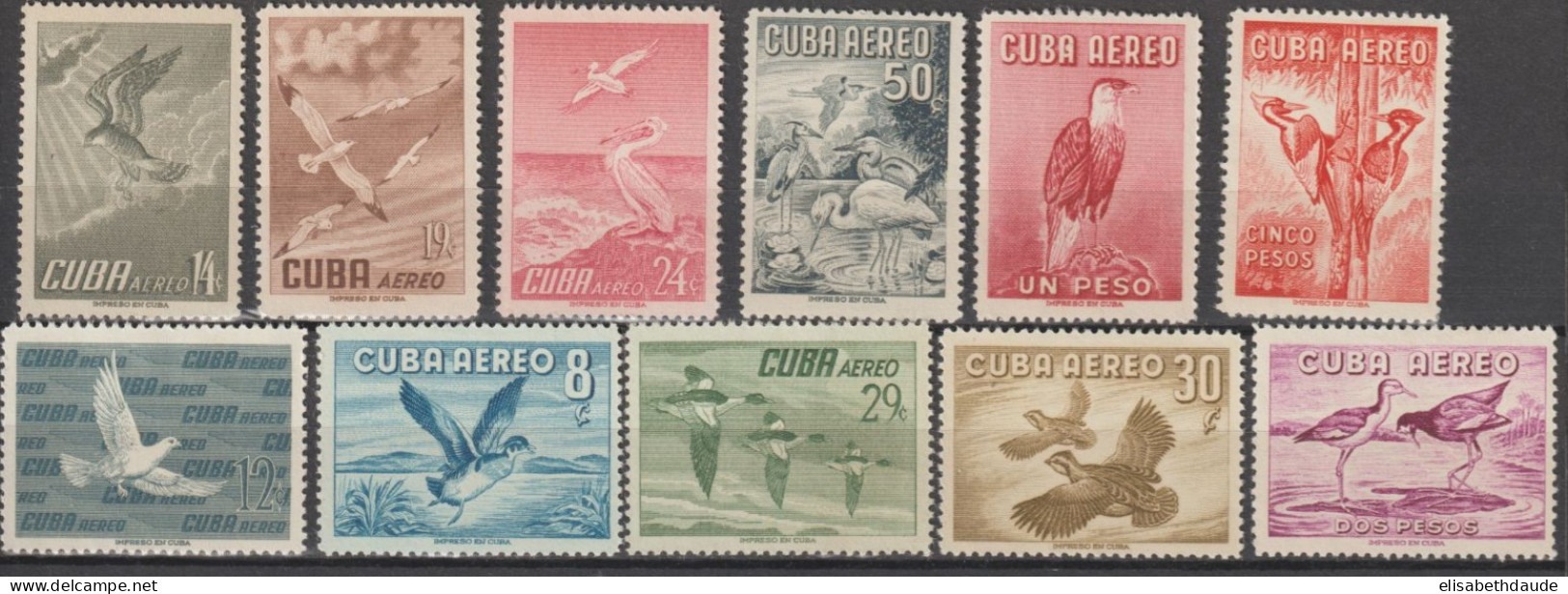 C UBA - 1957 - POSTE AERIENNE - SERIE COMPLETE OISEAUX / BIRDS YVERT N°135/145 ** / * MNH / MLH - COTE YVERT = 90 EUR - Aéreo