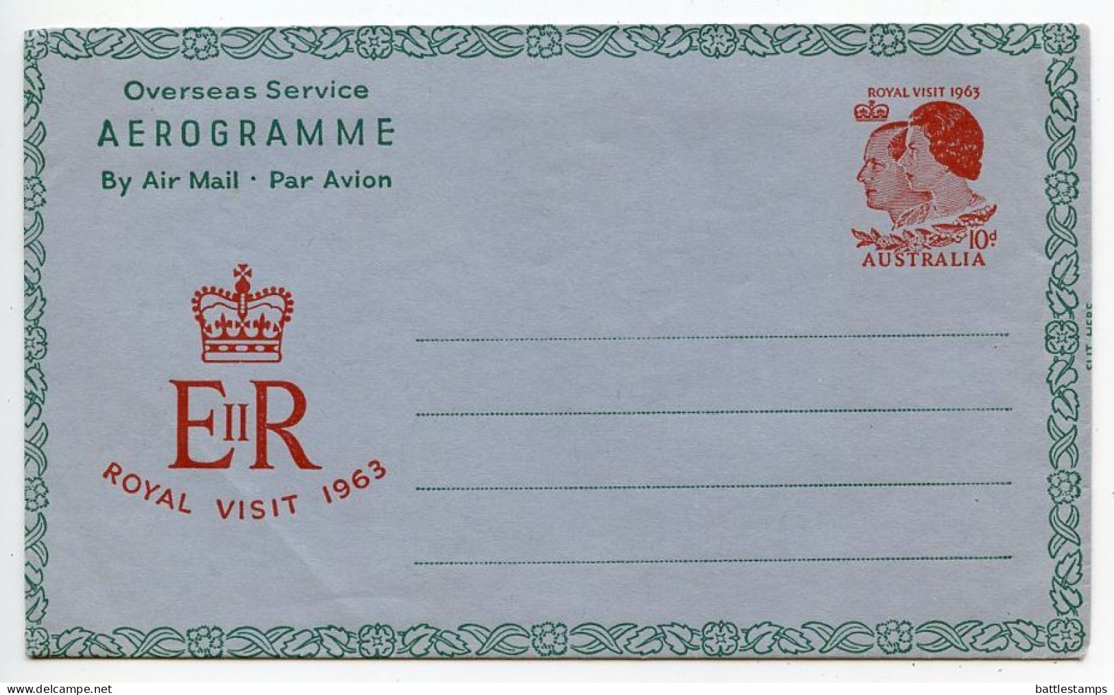 Australia 1963 Mint 10p. Royal Visit Of Queen Elizabeth II & Prince Philip  Aerogramme / Air Letter - Aerogramme