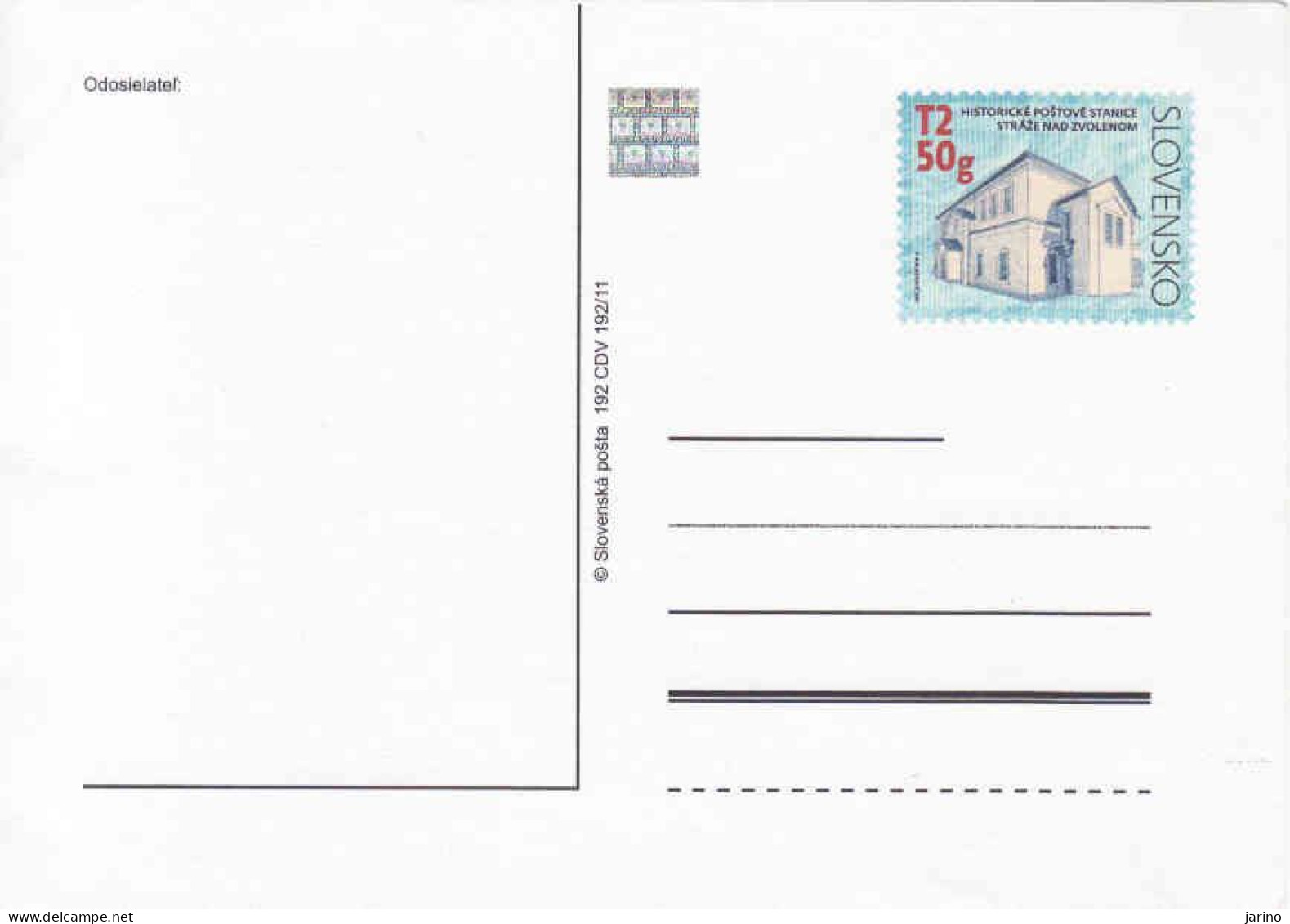 Slovakia 2011, Carte Postale, Poštová Stanica Stráže Nad Zvolenom - Covers & Documents