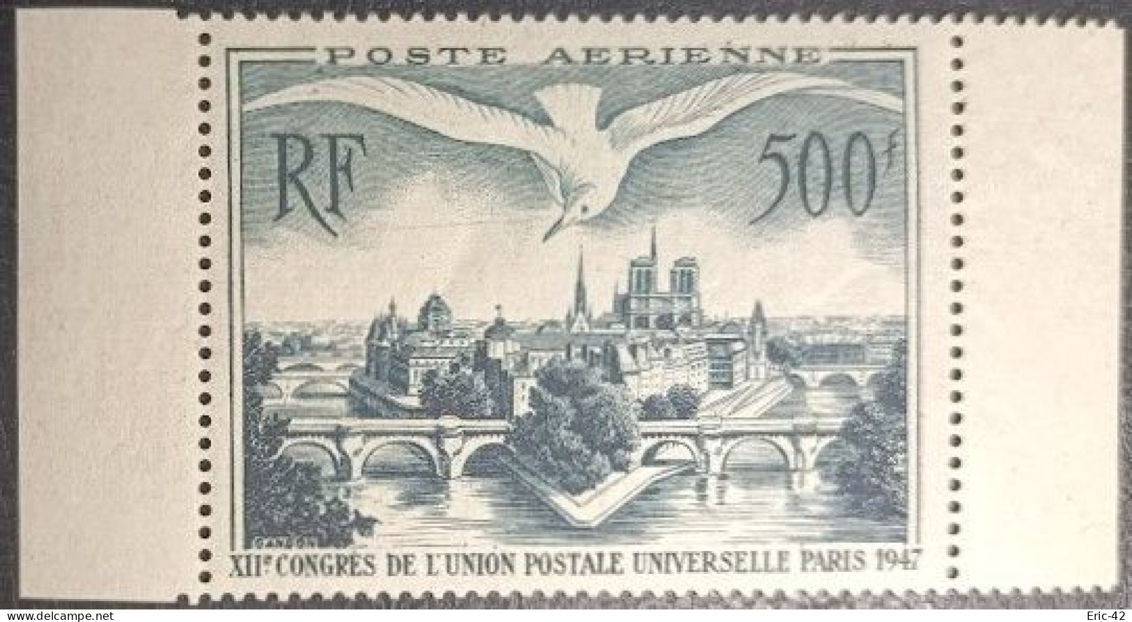 France P.A. Y&T N°20** BdF 500f Vert Foncé.12e Congrès De L'Union Postale Universelle à Paris. Neuf** MNH - 1927-1959 Neufs
