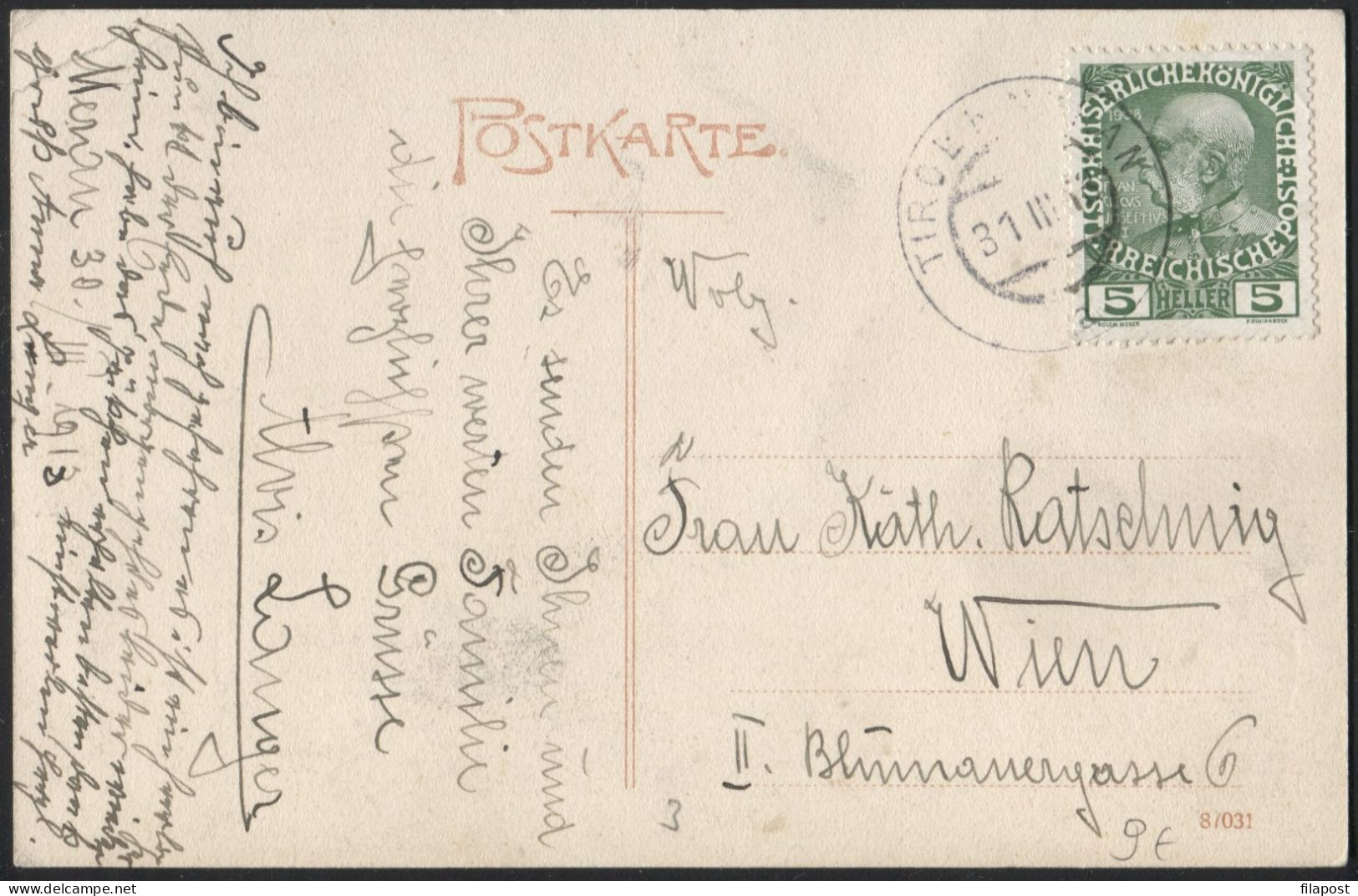 ITALY 1913 Meran Brunnenburg Mit Schloss Tirol Franked - Merano