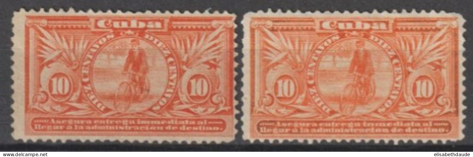 C UBA - 1899 - EXPRES - YVERT N°2 + VARIETE "IMMEDIATA" 2a (*) SANS GOMME - COTE = 65 EUR - Exprespost