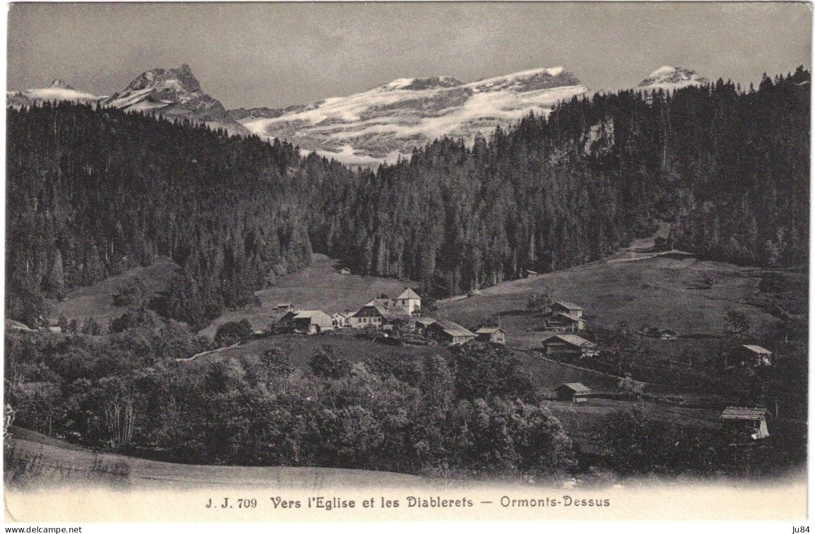 Suisse - Vaud - Ormonts-Dessus - Vers L'église Et Les Diablerets - Carte Postale Vierge - Cachet Restaurant Au Dos - Ormont-Dessus 