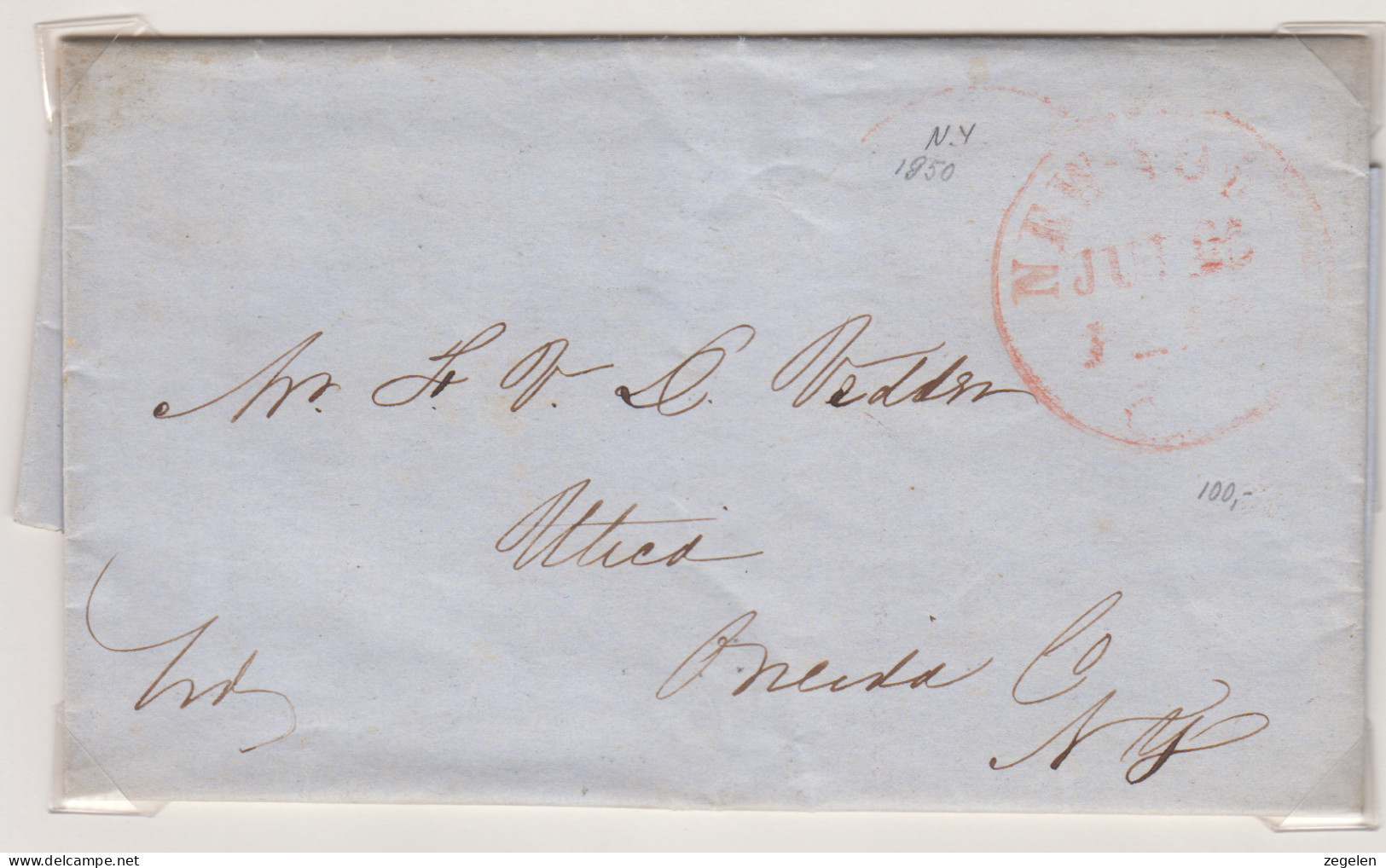 Verenigde Staten  Ongefrankeerde Omslag Verzonden 5 Juli 1850 In New York(brief  Met Inhoud) - …-1845 Vorphilatelie