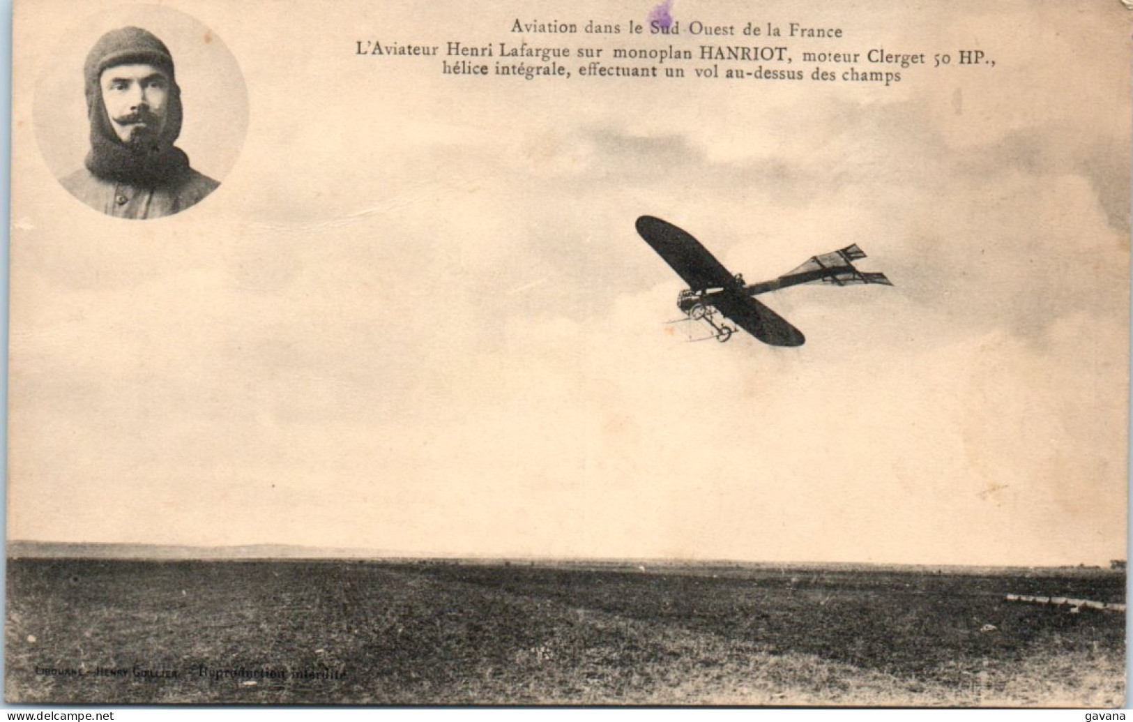 Aviation Dans Le Sud-Ouest De La France - L'aviateur Henri Lafargue Sur Monoplan Hanriot - Aviateurs