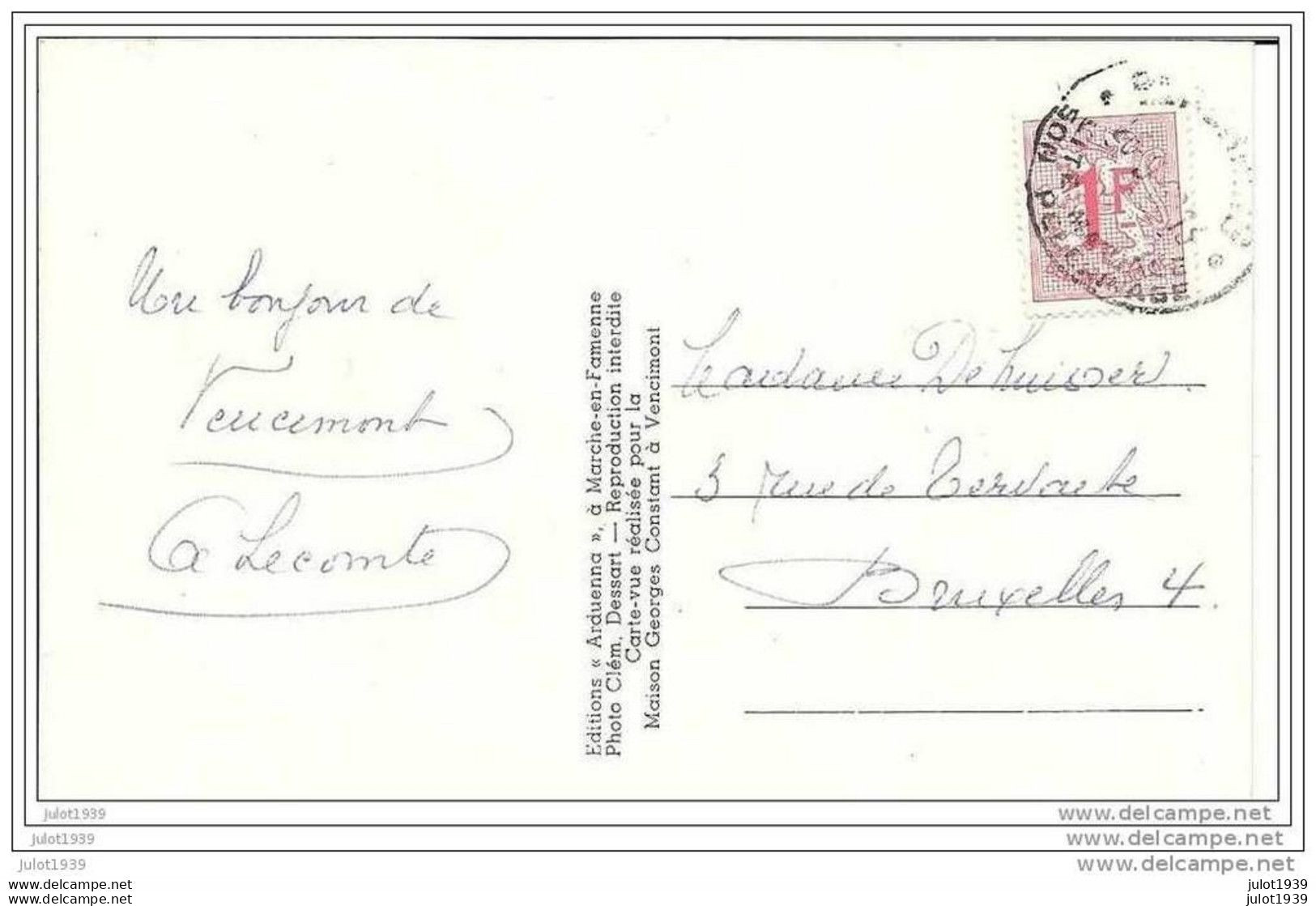 VENCIMONT ..-- MOULIN .  La Moulinière . Vallée De La Houille .1962 Vers BRUXELLES . Voir Verso . - Gedinne