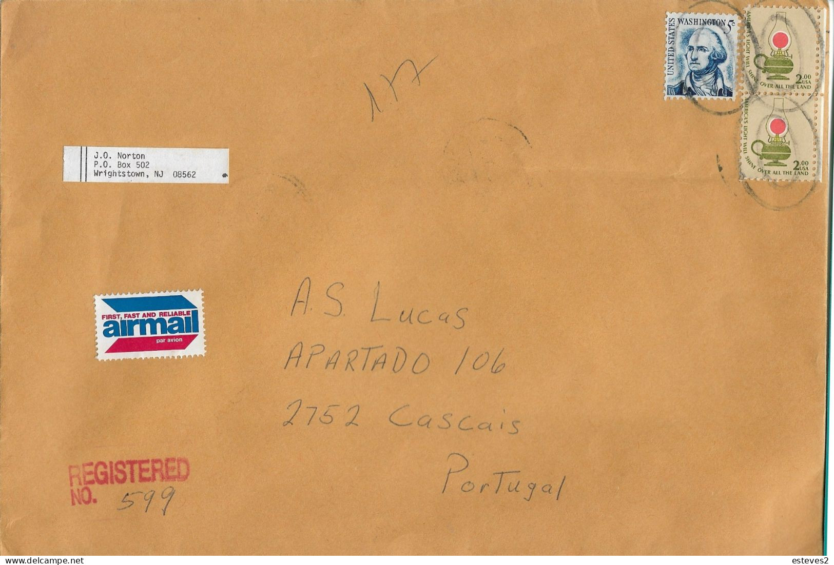 United States Of America , 1967 George Washington , 1st President , Light , O Oil Stamp , Airmail Label - George Washington