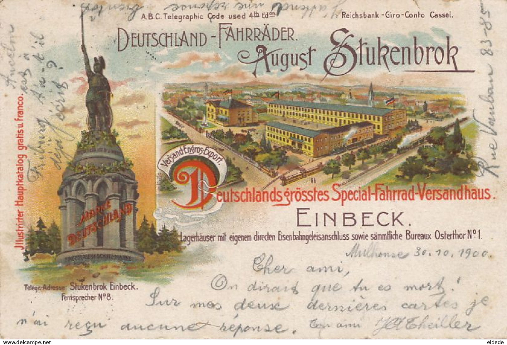 Litho Einbeck  Deutschland Fahrrader August Stukenbrok Used 1900 - Einbeck