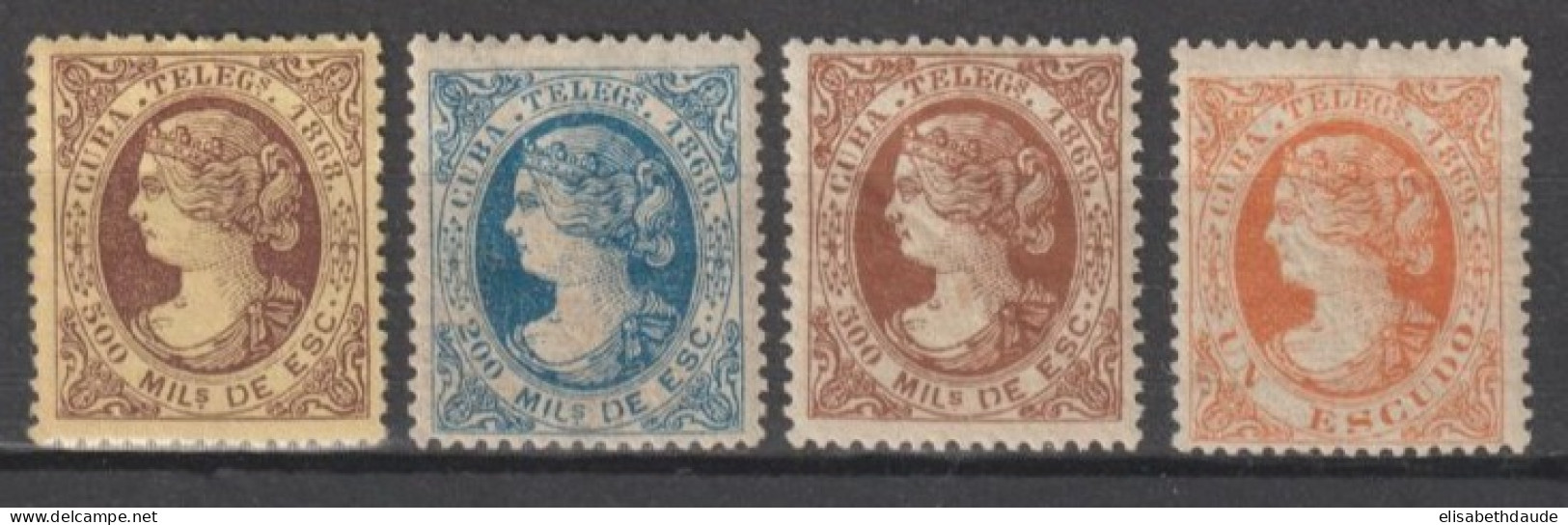 C UBA - 1868/9 - TELEGRAPHE - YVERT N°2/4 * MH - COTE = 123.5 EUR - Cuba (1874-1898)