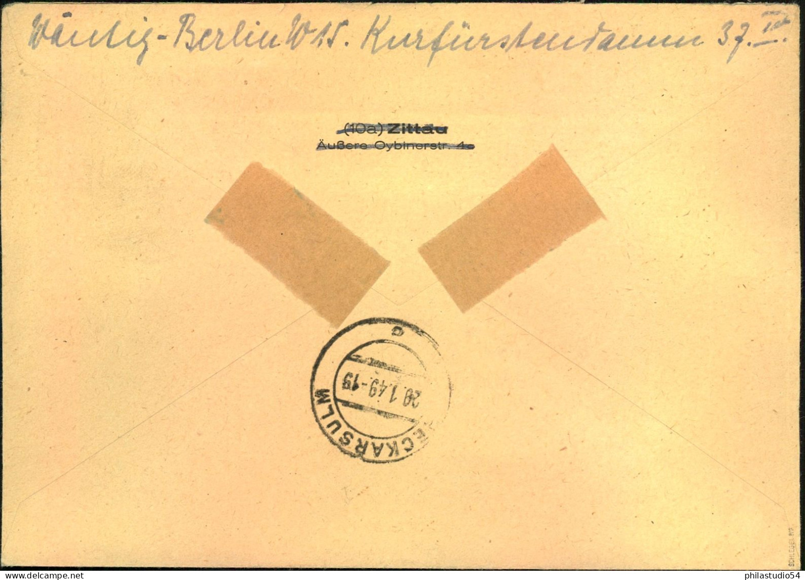 1949, Einschreiben AbBERLUIN 15 Mit MiF 24 Pfg. Schwarz- Und 60 Pfg. Rotaufdruck - Covers & Documents