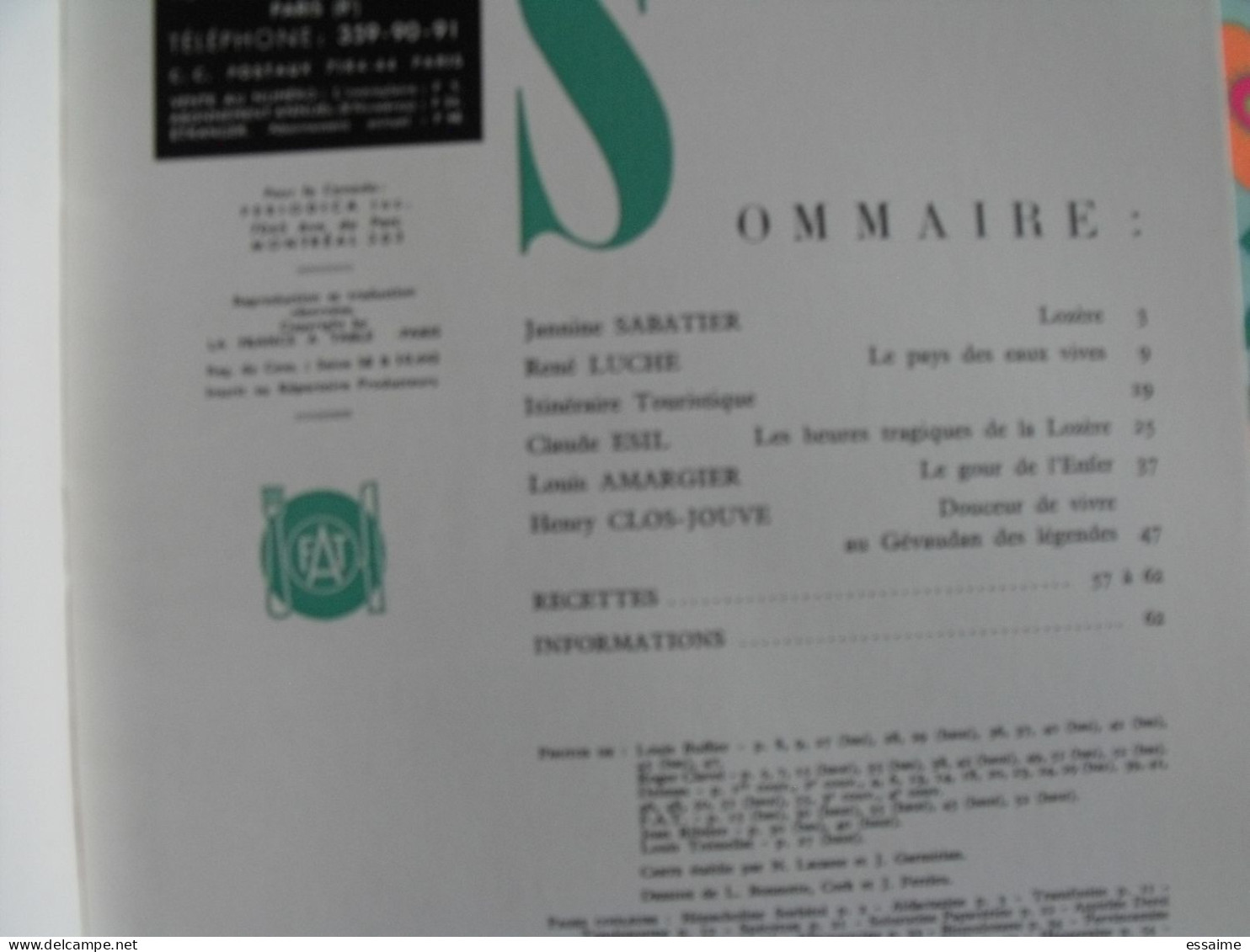 La France à Table N° 151. 1971. Lozère. Mende Langogne Tarn Aven Armand Dargilan Chirac Chanac Bagnols. Gastronomie - Turismo E Regioni