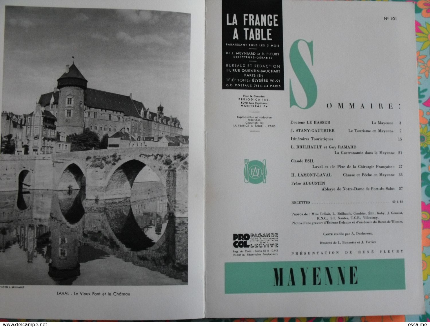 La France à Table N° 102. 1963. Mayenne. Laval Daon Chateau-gontier Jublains Mézangers St Cénéré Chemazé. Gastronomie - Tourisme & Régions