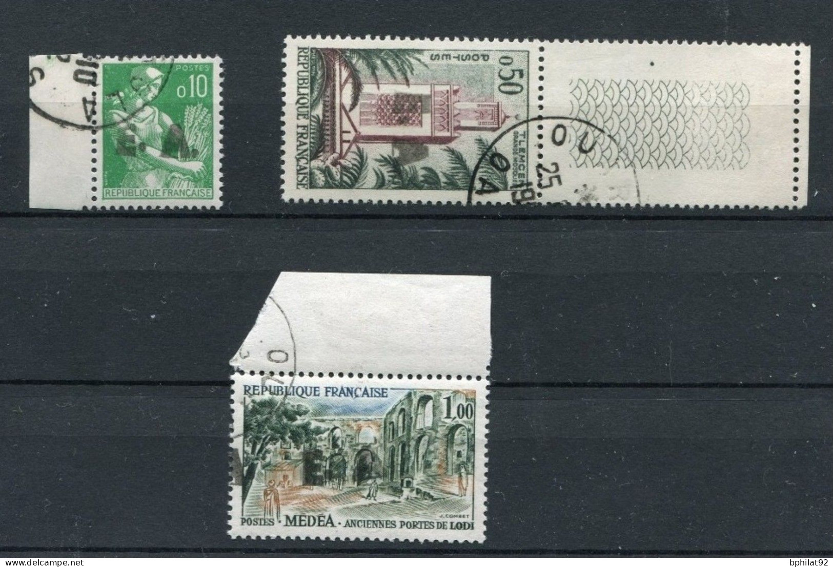 !!! ALGERIE TIMBRES DE FRANCE SURCHARGES EA  OUARGLA 2 VALEURS + 1 VARIETE OBLITEREES - Used Stamps