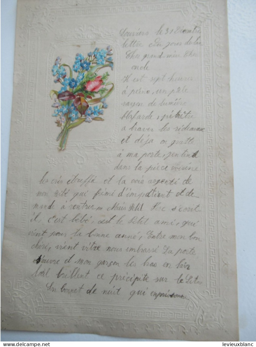 Lettre De Nouvel An Avec Chromo/"Cher Grand-Mère , Cher Oncle " /Henriette Duporet /LOUVIERS /Vers 1895 -1905   CVE195 - Nieuwjaar