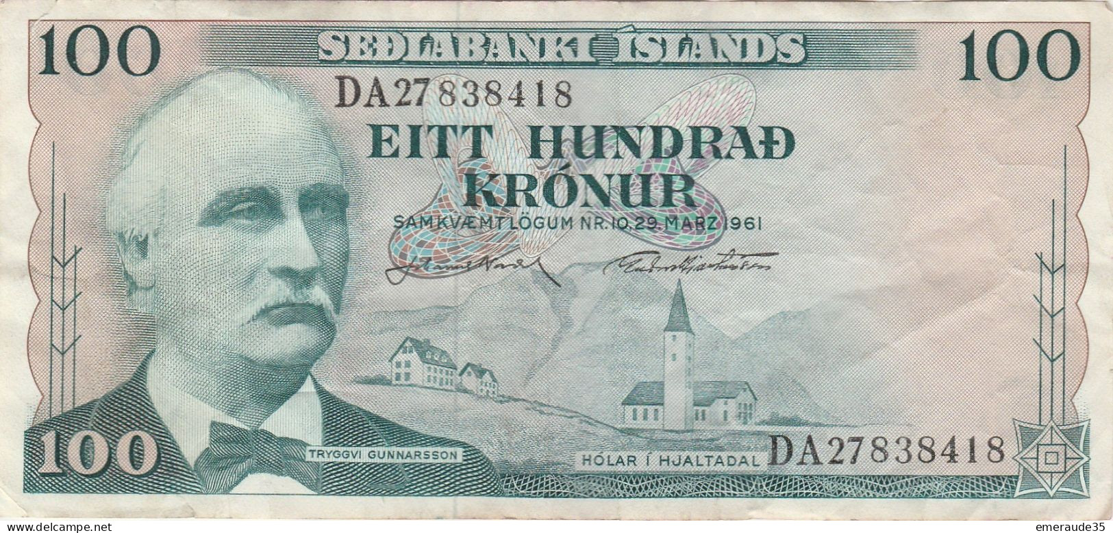 Billet 100 SEDLABANKI ISLANDS DA 27838418 1961 - Islandia