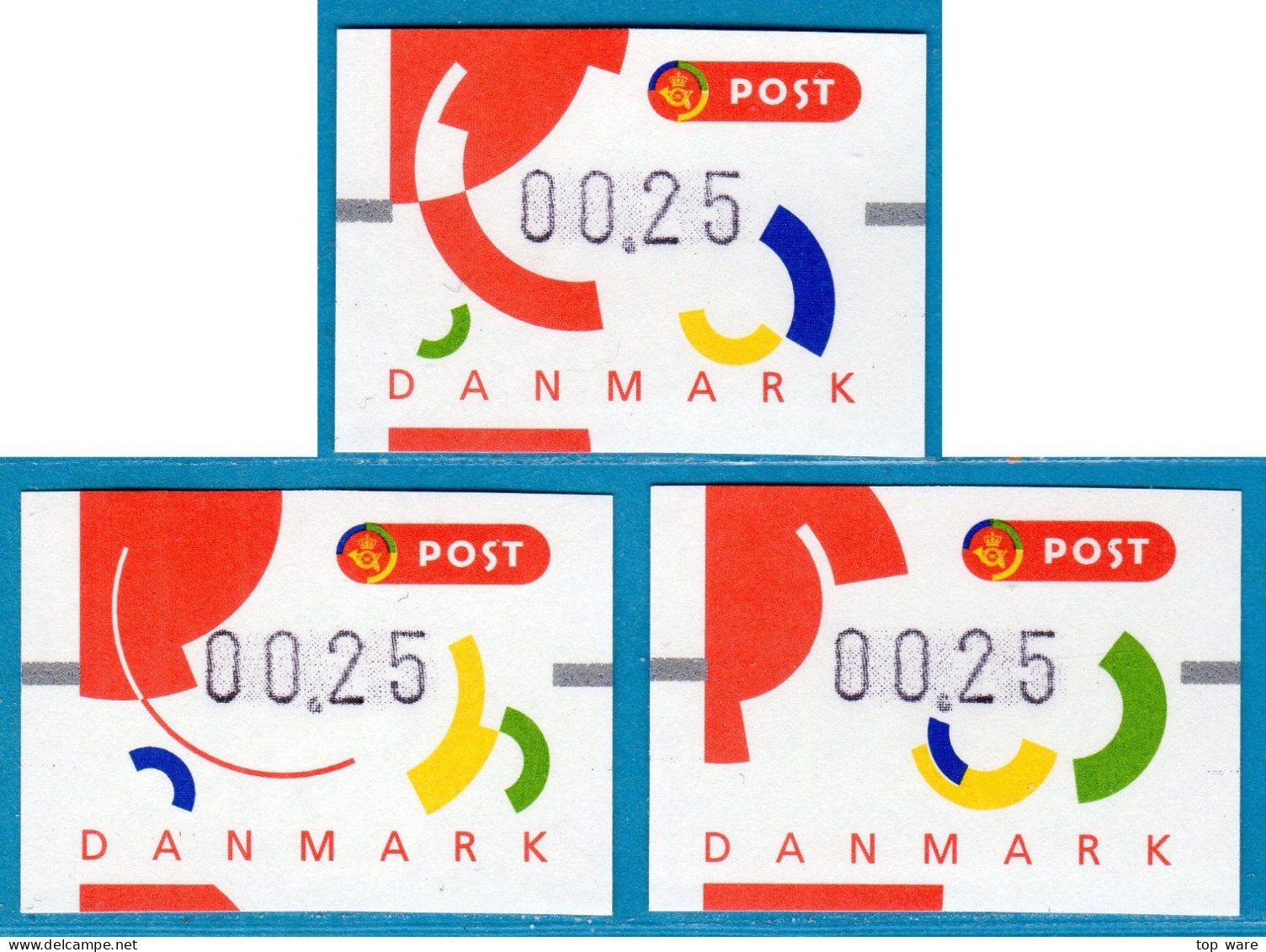 Danmark Denmark / 1995 / ATM 2-4 / Segmente / 3x  0,25 ** Automatenmarken Vending Machine Stamps Frama - Viñetas De Franqueo [ATM]