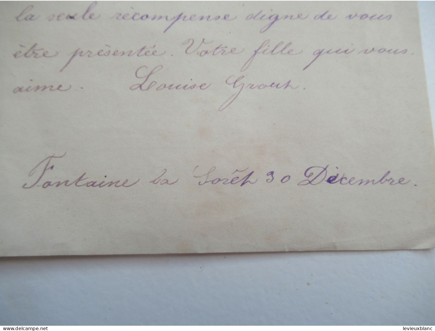 Lettre De Nouvel An Avec Chromo/"Mon Cher Papa Et Ma Chère Maman "/Louise Grout/ Fontaine La Forêt/Vers1890-1900  CVE198 - Nieuwjaar