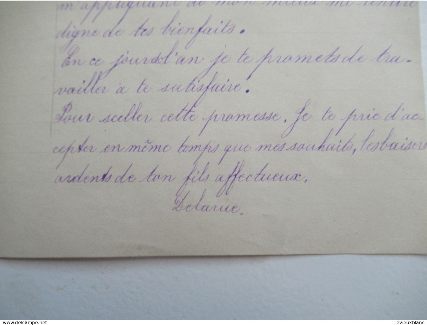 Lettre De Nouvel An Avec Chromo/"Chère Mére  "/Ton Fils Delarue/1909                  CVE200 - Nieuwjaar