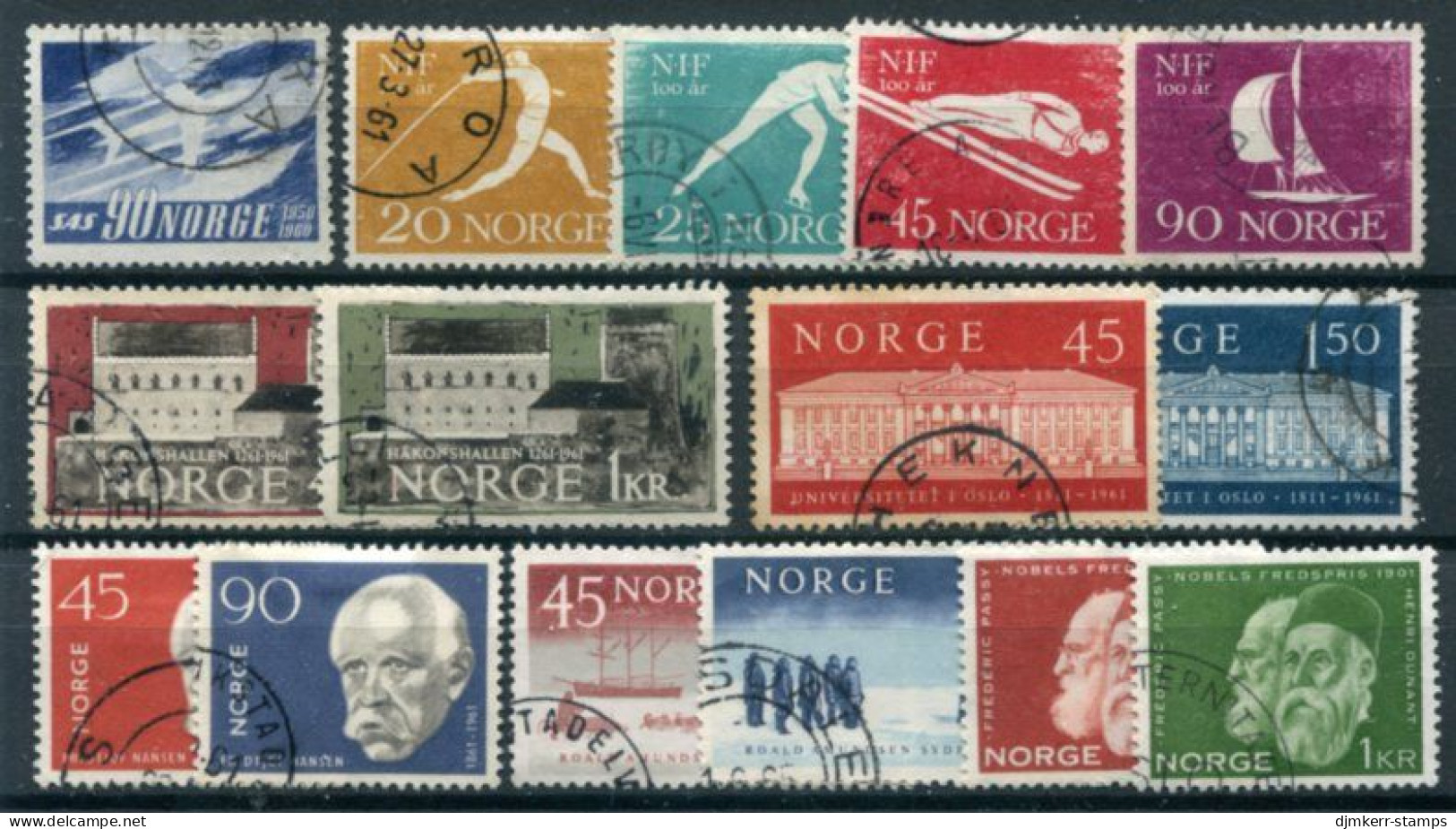 NORWAY 1961 Complete Year Issues Used.  Michel 451-65 - Gebraucht