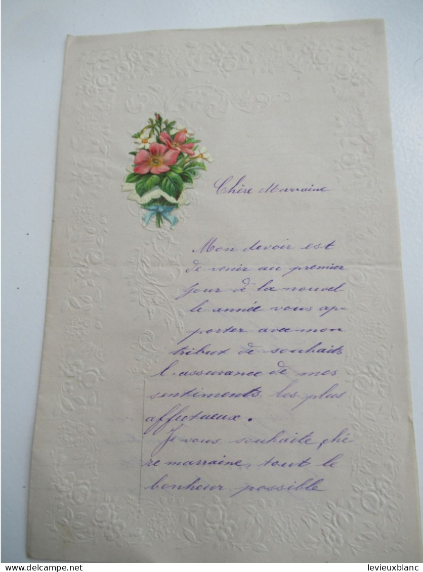 Lettre De Nouvel An Avec Chromo/"Chère Marraine "/Paul  Grout/ Brionne/ 1903                CVE201 - Nouvel An