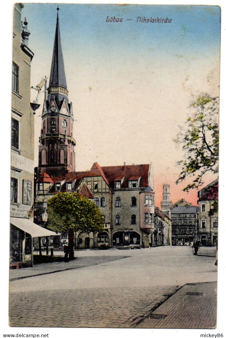 Allemagne -- LOEBAU --1916-- Nikolaikirche .....colorisée...cachet - Loebau