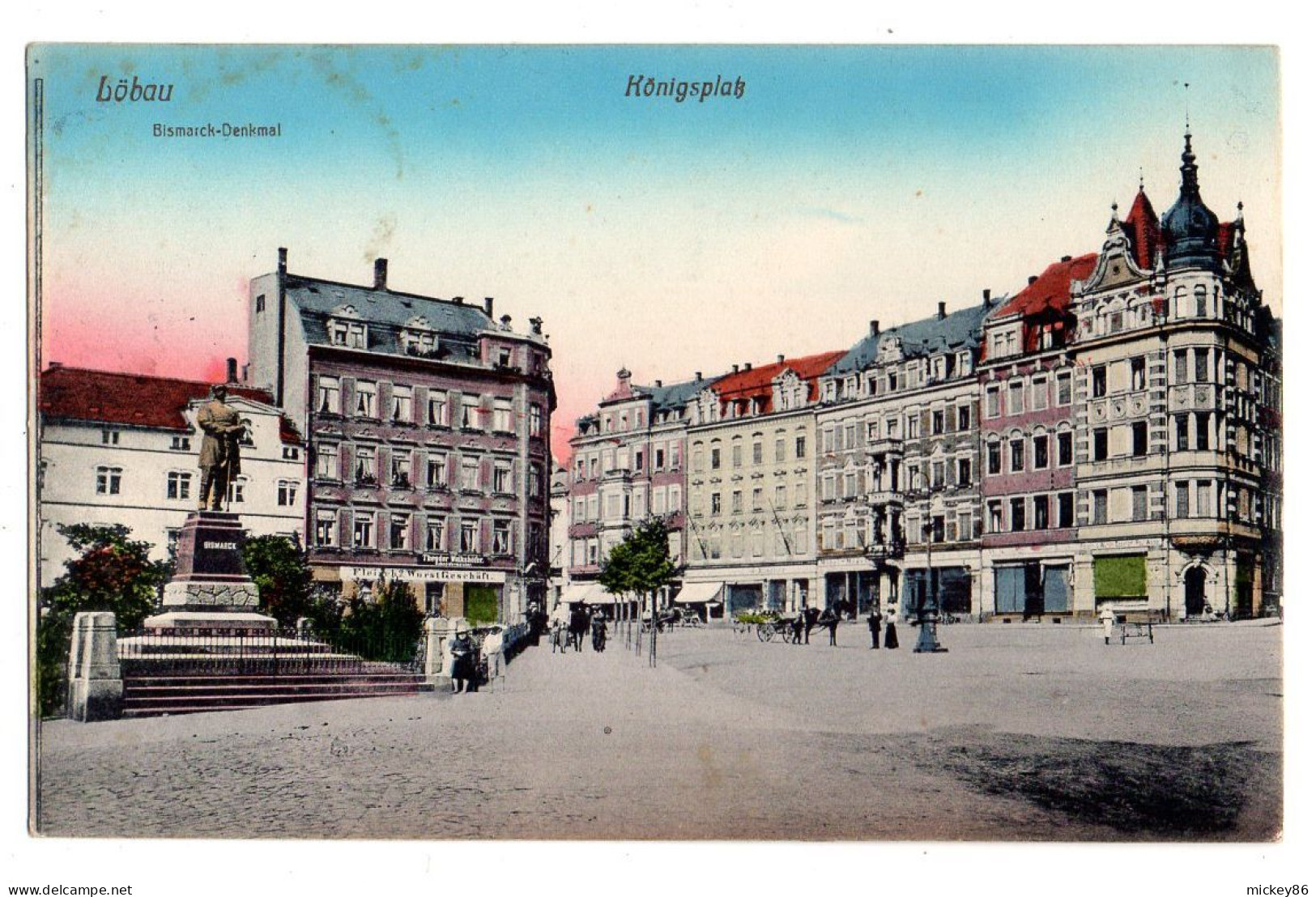 Allemagne -- LOEBAU --1916-- Koenigsplatz .....colorisée...cachet - Loebau