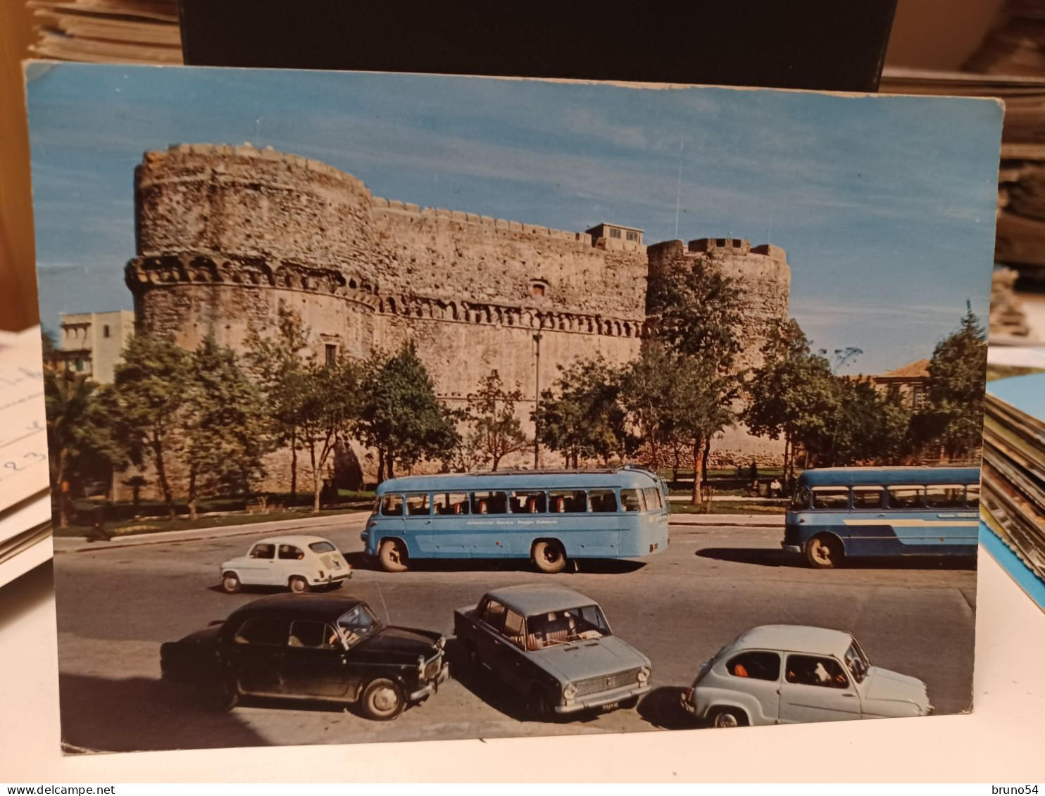 Cartolina Reggio Calabria Piazza Castello 1968, Auto,fiat 600 E 1100,  Corriere - Reggio Calabria