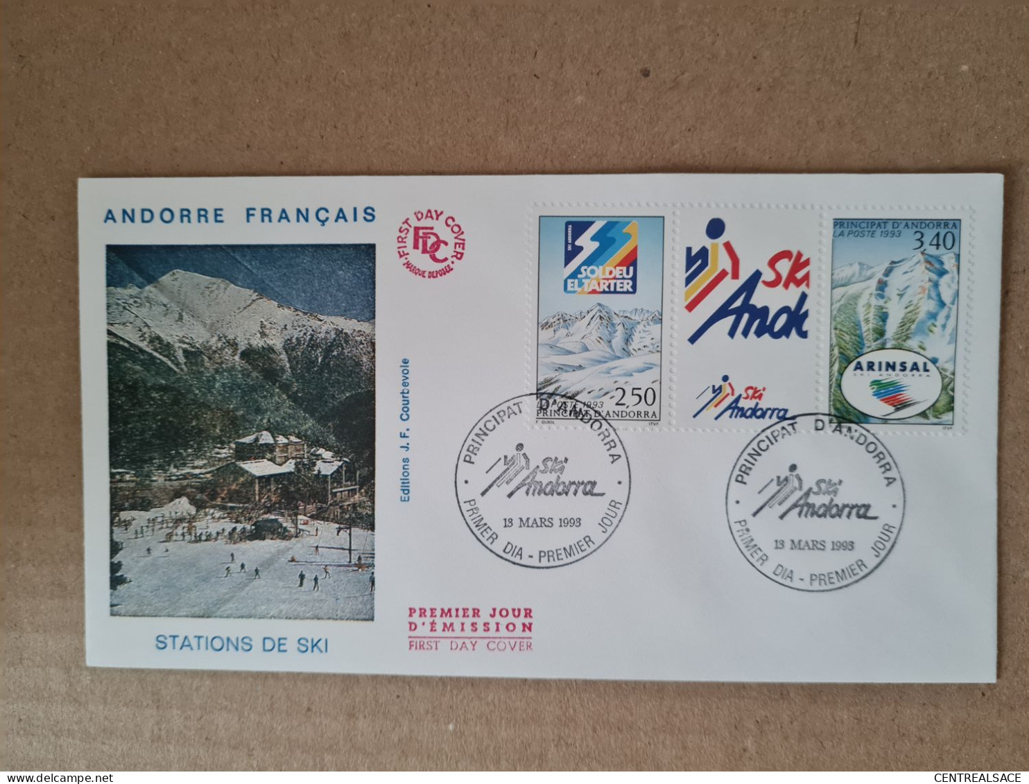 Lettre ANDORRE FDC 1993 STATIONS DE SKI - Cartas & Documentos