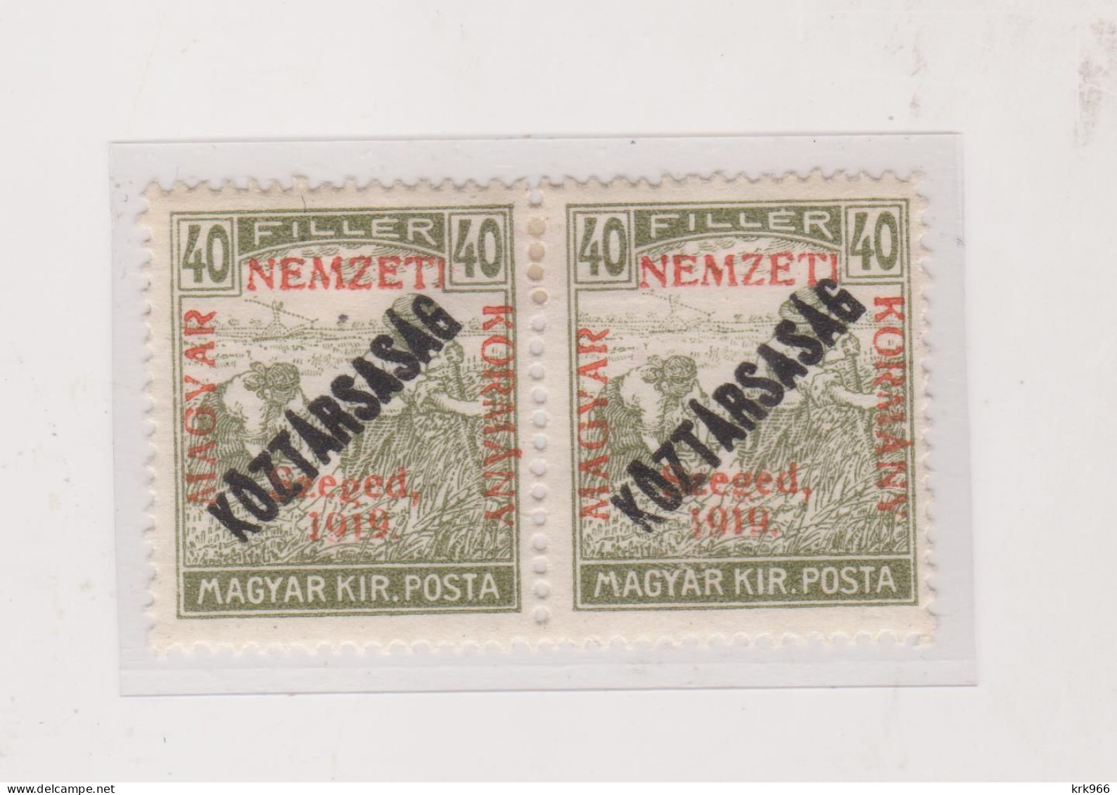 HUNGARY 1919 SZEGED SZEGEDIN Locals Mi 34 Pair  Hinged - Ortsausgaben