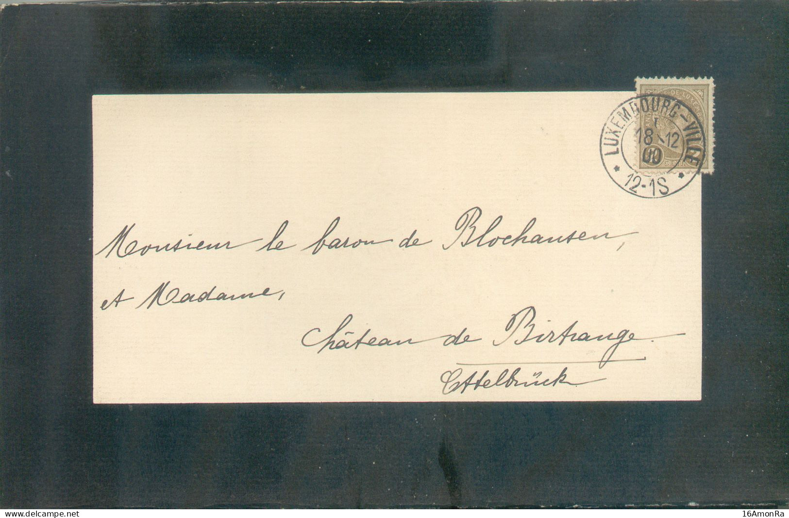 2 Centimes Olive Obl. Dc LUXEMBOURG-VILLE Sur Faire-part De Deuil Imprimé (J.B.L. RICHARD) Du 17-12-1900 Vers Château De - 1895 Adolfo De Perfíl