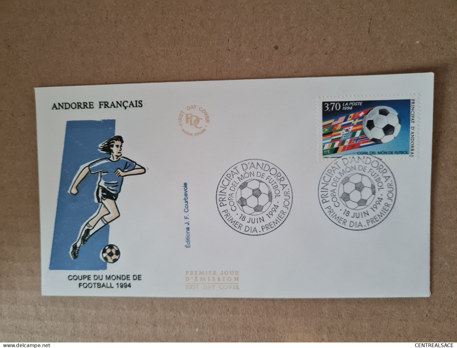 Lettre ANDORRE FDC 1994 COUPE DU MONDE DE FOOTBALL - Cartas & Documentos