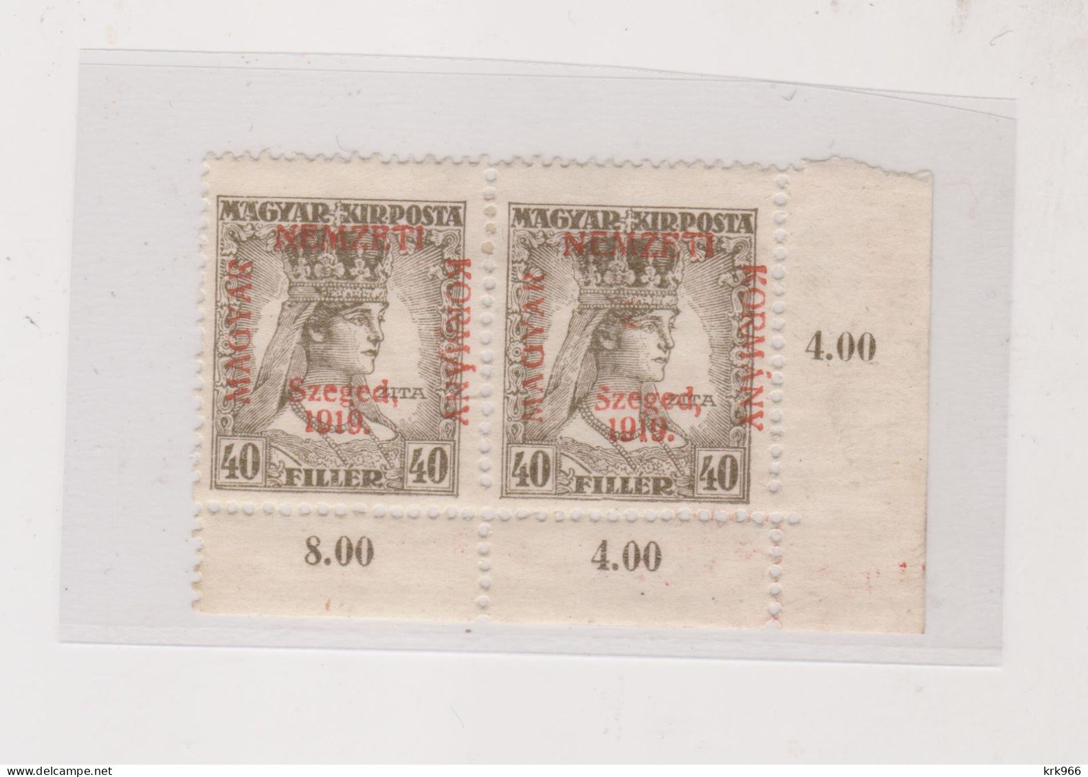 HUNGARY 1919 SZEGED SZEGEDIN Locals Mi 25 Pair  Hinged - Ortsausgaben