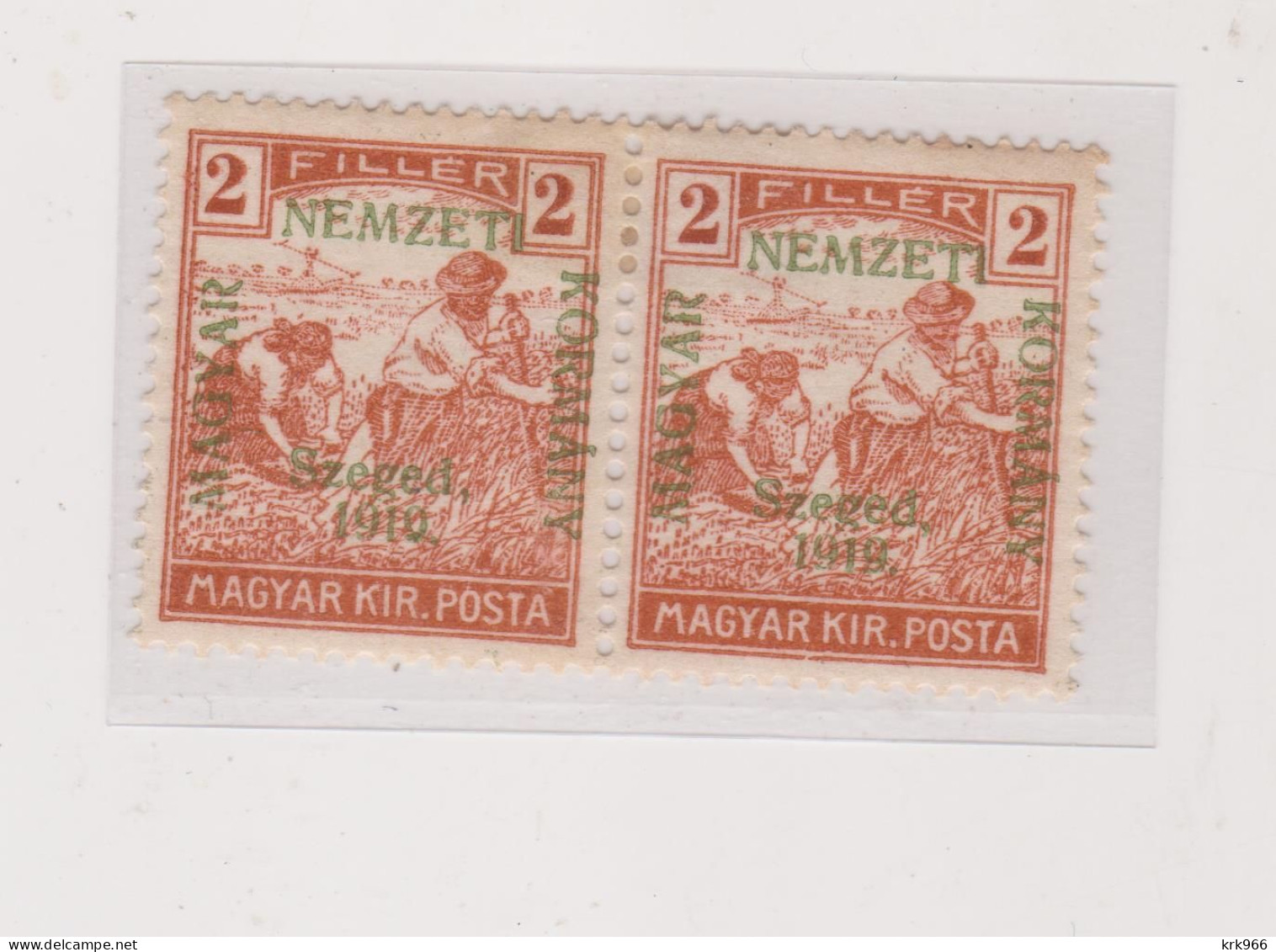 HUNGARY 1919 SZEGED SZEGEDIN Locals Mi 6 Pair  Hinged - Local Post Stamps