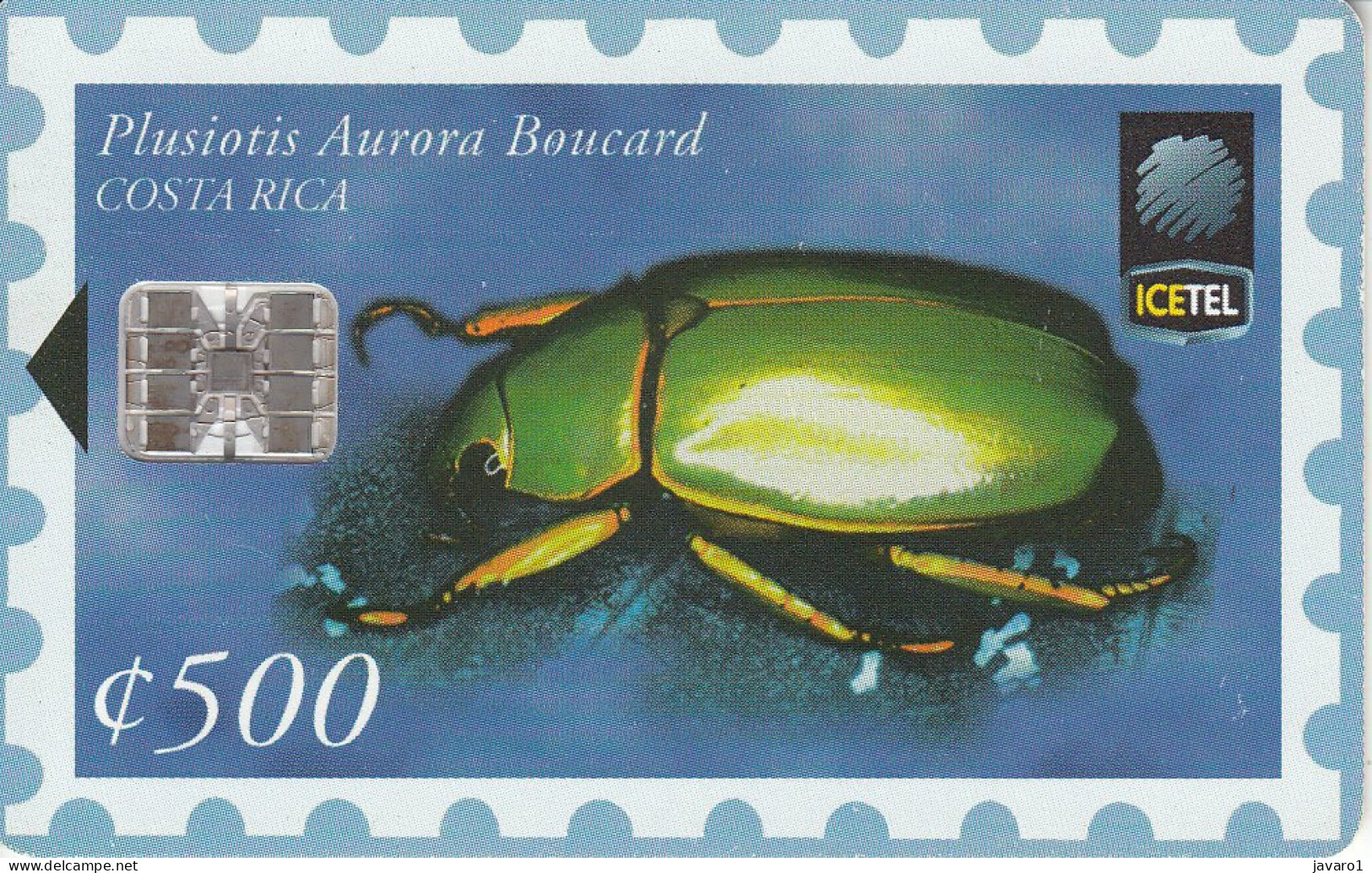 COLNECT : CR-C-22A  500 Beetle Plusiotis Aurora (2nd Edition) ( Batch: C8A100182) USED - Costa Rica