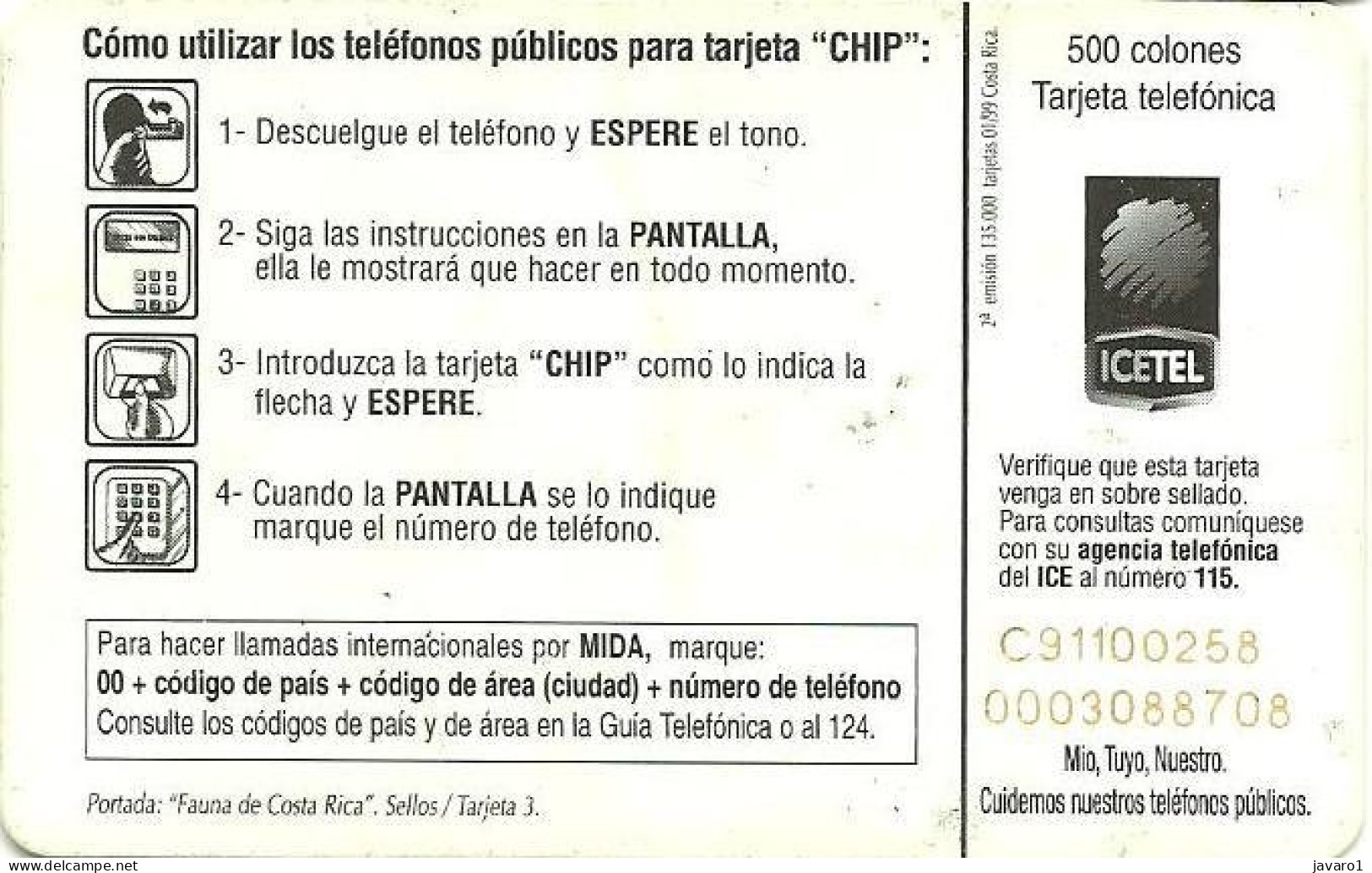 COLNECT : CR-C-24B  500 Pseudosphinx Tetrio (2nd Edition) ( Batch: C91100256) USED - Costa Rica