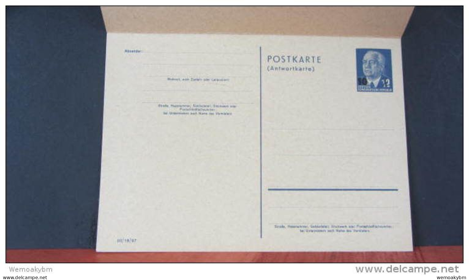 DDR: Doppel-Gs Mit W. Pieck  10 Auf 12 Pf -Portoherabsetzung- Saubere Ungebr. Erhaltg, Druckvermerk: III/18/97 Knr: P 63 - Postcards - Mint