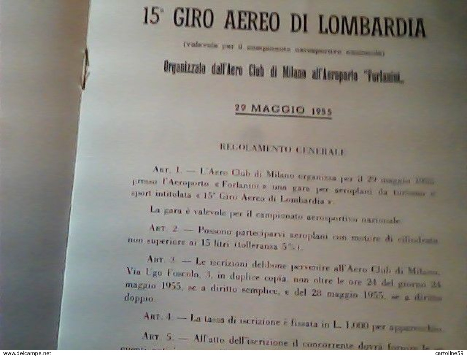 LIBRETTO 15 XV GIRO AEREO DI LOMBARDIA AEROPORTO FORLANINI 1955 JI10809 - Cadeaux Promotionnels