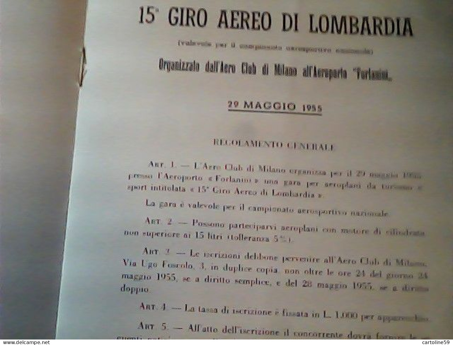 LIBRETTO 15 XV GIRO AEREO DI LOMBARDIA CON CARTINE MAPPE APPUNTI  S SARTORI 1955 JI10810 - Reclamegeschenk