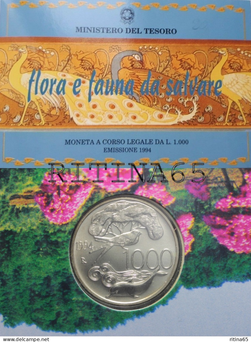 ITALIA 1000 LIRE ARGENTO 1994 FLORA E FAUNA FDC SET ZECCA - Sets Sin Usar &  Sets De Prueba