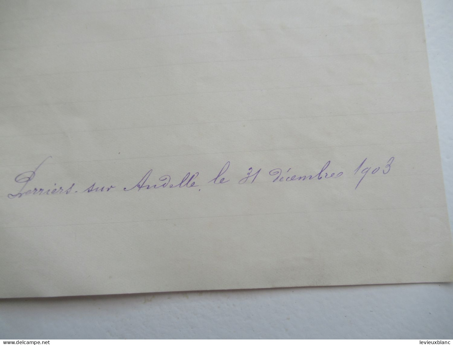 Lettre De Nouvel An Avec Chromo/"Chère Mére"/Fernand Delarue/ Perriers Sur Andelle 1903                CVE202 - Nouvel An